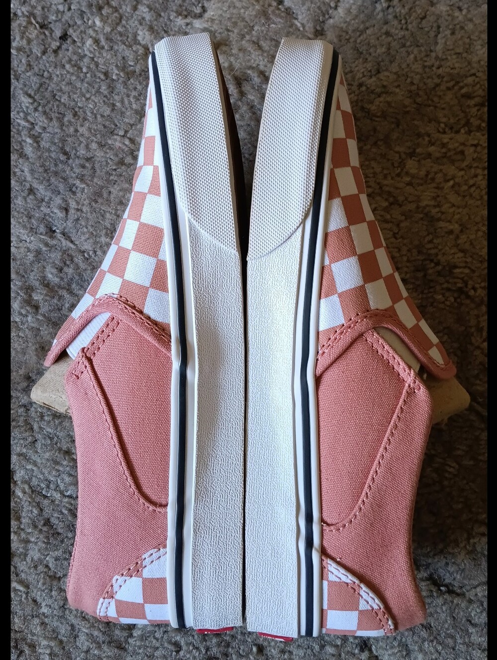 🖤 Vans Asher Checkerboard Canvas Slip on Sneakers Shoes Womens 7.5 Pink Peach - Picture 8 of 12